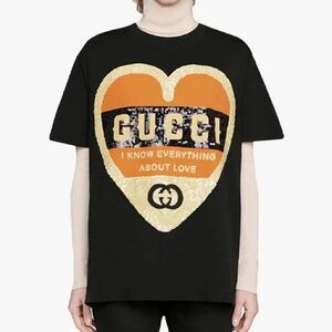 GUCCI sequin heart logo t-shirt
